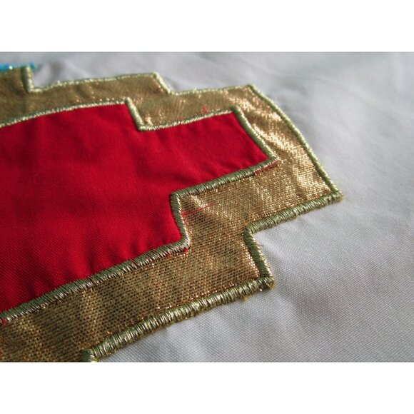 Vintage House Of Hatten Southwest Santa Applique Tree Skirt 58" Cotton Poly GUC - Picture 15 of 16